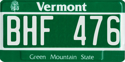 VT license plate BHF476