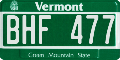 VT license plate BHF477