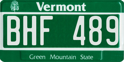 VT license plate BHF489