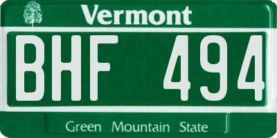 VT license plate BHF494
