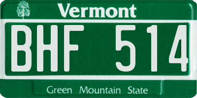 VT license plate BHF514