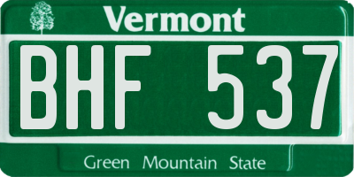 VT license plate BHF537