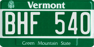 VT license plate BHF540