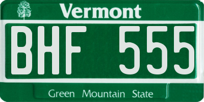 VT license plate BHF555
