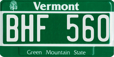 VT license plate BHF560