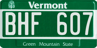 VT license plate BHF607