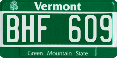 VT license plate BHF609