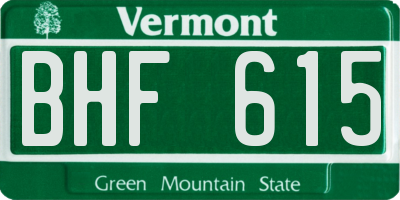 VT license plate BHF615
