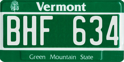 VT license plate BHF634