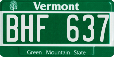 VT license plate BHF637
