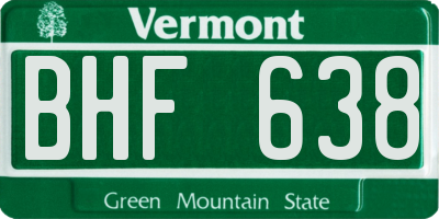 VT license plate BHF638