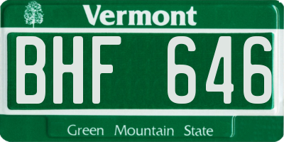 VT license plate BHF646