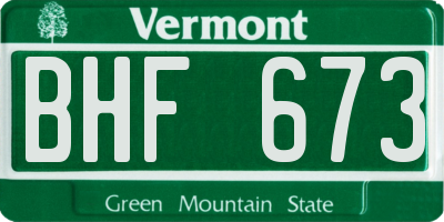 VT license plate BHF673