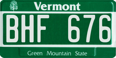 VT license plate BHF676