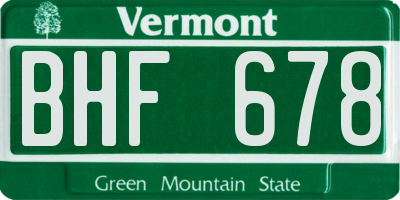 VT license plate BHF678