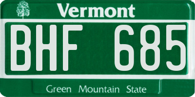 VT license plate BHF685