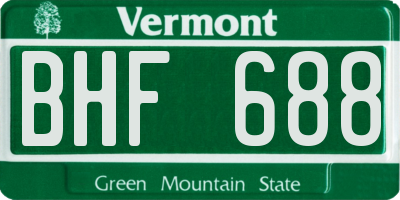VT license plate BHF688