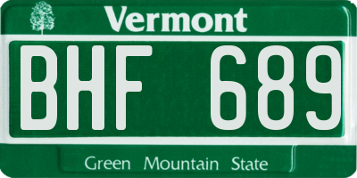 VT license plate BHF689