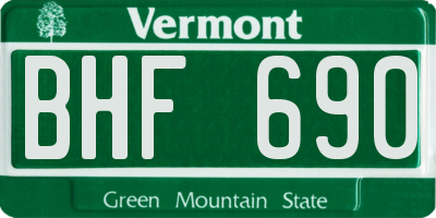 VT license plate BHF690