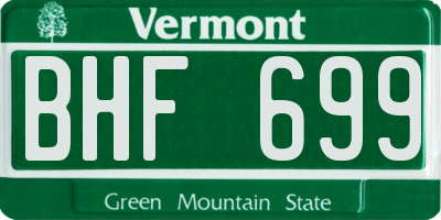 VT license plate BHF699