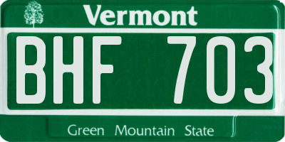 VT license plate BHF703