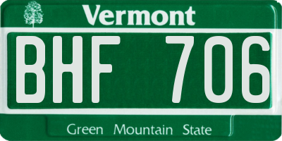VT license plate BHF706