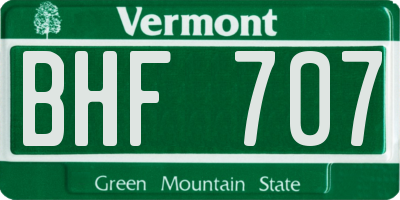 VT license plate BHF707