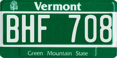 VT license plate BHF708