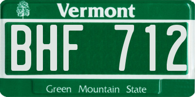 VT license plate BHF712