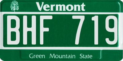 VT license plate BHF719