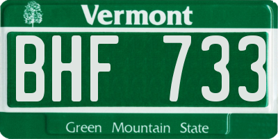 VT license plate BHF733