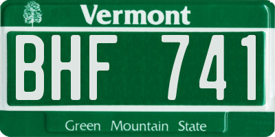 VT license plate BHF741