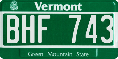 VT license plate BHF743