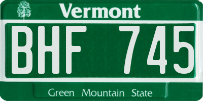 VT license plate BHF745