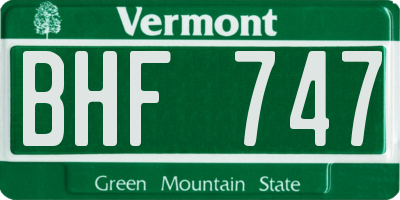 VT license plate BHF747