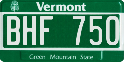 VT license plate BHF750