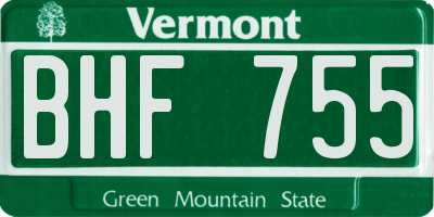 VT license plate BHF755