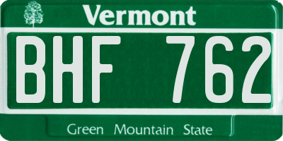 VT license plate BHF762