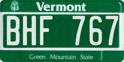 VT license plate BHF767