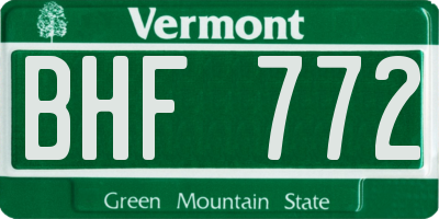 VT license plate BHF772