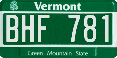 VT license plate BHF781
