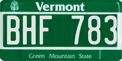 VT license plate BHF783