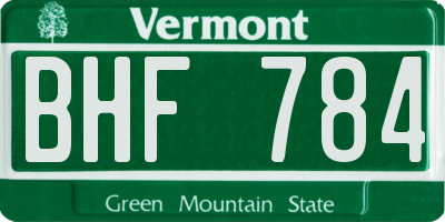 VT license plate BHF784