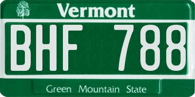 VT license plate BHF788