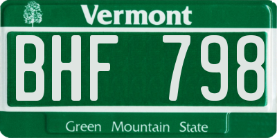 VT license plate BHF798