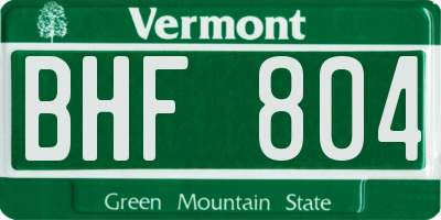 VT license plate BHF804