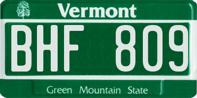 VT license plate BHF809