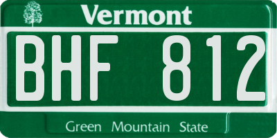 VT license plate BHF812