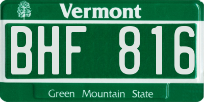 VT license plate BHF816