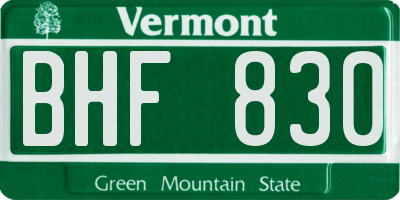 VT license plate BHF830